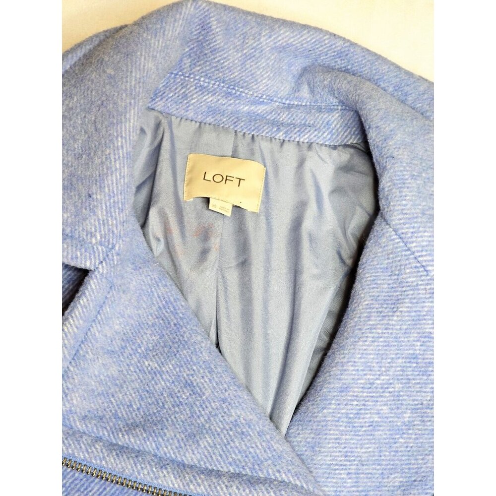Periwinkle Moto Peacoat Wool Blend The Loft Women's XS - Picture 3 of 10
